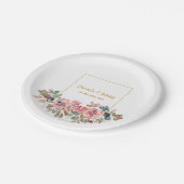 MARY Waterverf Roos Smaragd Groene Bruiloft Papieren Bordje (Gekanteld)