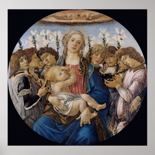 Mary with Child and Singing Angels Botticelli Poster (Voorkant)