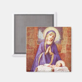 Mary With Jesus in Manger Magnet (Voorkant / Achterkant)