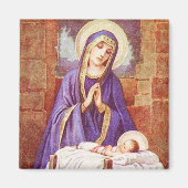 Mary With Jesus in Manger Magnet (Voorkant)