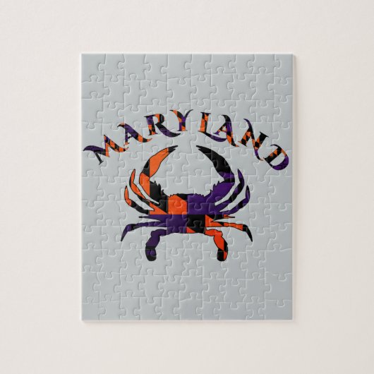 Maryladn Crab Flag Oranje en Paars Legpuzzel (Verticaal)