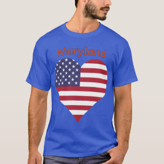 Maryland Amerikaanse Vlag Hart T-shirt