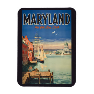 Maryland Annapolis Schilderachtige Illustratie Rei Magneet