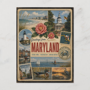 Maryland Authentieke Vintage Stijl Ansichtkaart Briefkaart