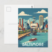 Maryland Baltimore Inner Harbor Reizen Briefkaart (Voorkant / Achterkant)