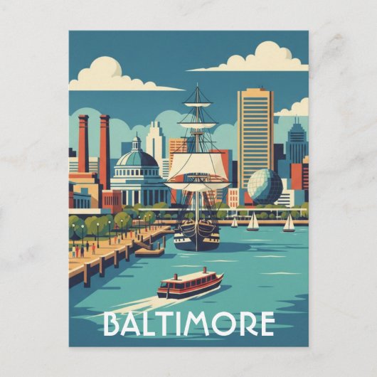 Maryland Baltimore Inner Harbor Reizen Briefkaart (Voorkant)