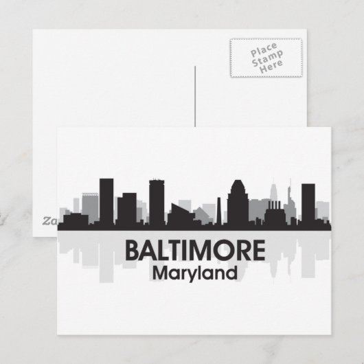 Maryland Baltimore Skyline Briefkaart (Voorkant / Achterkant)