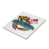 Maryland Blue Crab met vlaggekletter Tegeltje (Zijkant)