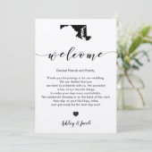 Maryland bruiloft welkomstbrief en reisschema Kaar Programmakaart (Staand voorkant)