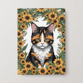 Maryland Calico Cat And Black Eyed Susan Flowers Button (Voorkant)