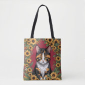 Maryland Calico Cat And Black Eyed Susan Flowers Tote Bag (Voorkant)