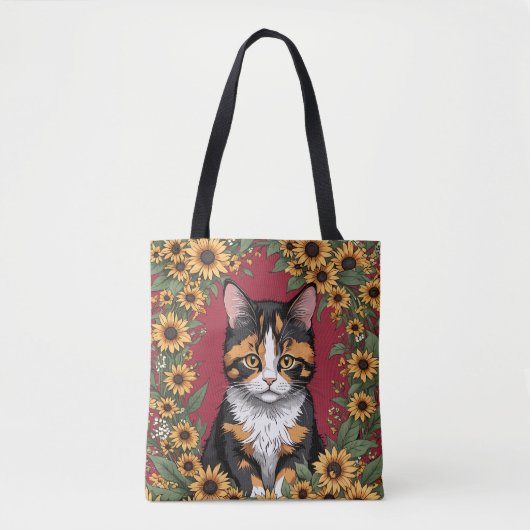 Maryland Calico Cat And Black Eyed Susan Flowers Tote Bag (Voorkant)