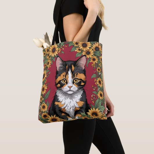 Maryland Calico Cat And Black Eyed Susan Flowers Tote Bag (Dichtbij)
