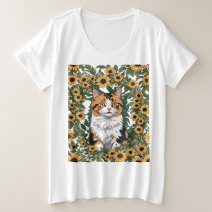 Maryland Calico Kat En Black Eyed Susan Bloemen 2 Grote Maat T-shirt