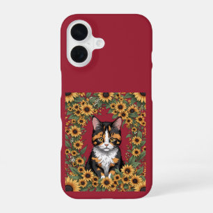 Maryland Calico Kat En Black Eyed Susan Bloemen iPhone 16 Hoesje