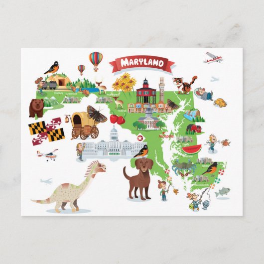 Maryland Cartoon Map Briefkaart (Voorkant)