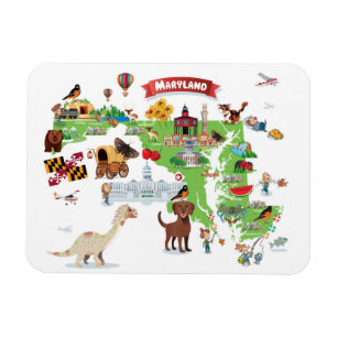 Maryland Cartoon Map Magneet