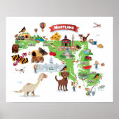 Maryland Cartoon Map Poster (Voorkant)