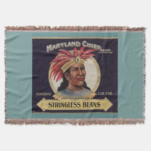 Maryland Chief Stringless Beans label uit 1930 Deken (Voorkant)