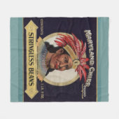 Maryland Chief Stringless Beans label uit 1930 Fleece Deken (Voorkant (Horizontaal))