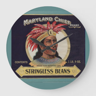 Maryland Chief Stringless Beans label uit 1930 Grote Klok