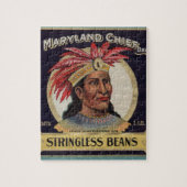 Maryland Chief Stringless Beans label uit 1930 Legpuzzel (Verticaal)