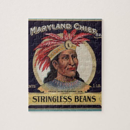 Maryland Chief Stringless Beans label uit 1930 Legpuzzel (Verticaal)