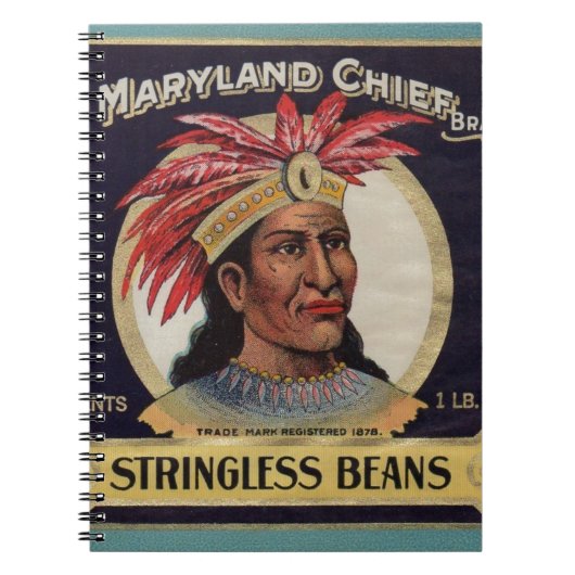 Maryland Chief Stringless Beans label uit 1930 Notitieboek (Voorkant)