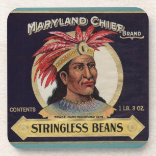 Maryland Chief Stringless Beans label uit 1930 Onderzetter