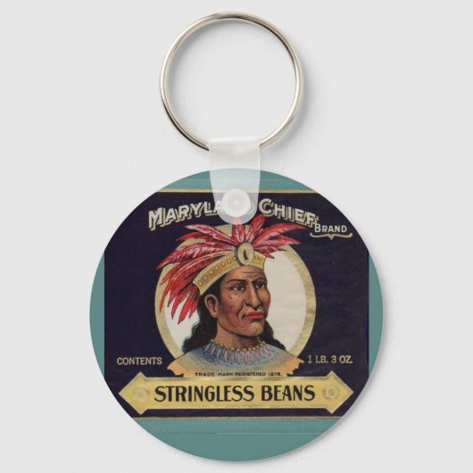Maryland Chief Stringless Beans label uit 1930 Sleutelhanger (Voorkant)