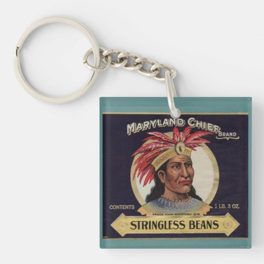 Maryland Chief Stringless Beans label uit 1930 Sleutelhanger (Voorkant)