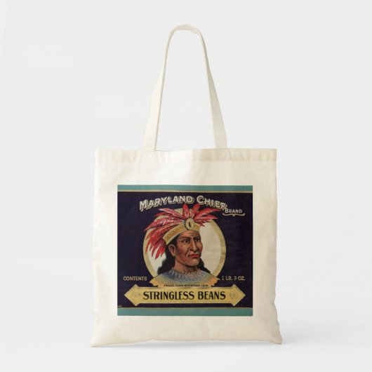 Maryland Chief Stringless Beans label uit 1930 Tote Bag (Voorkant)