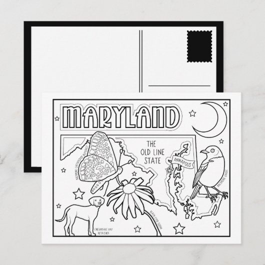 Maryland Color Me Collage Briefkaart (Voorkant / Achterkant)