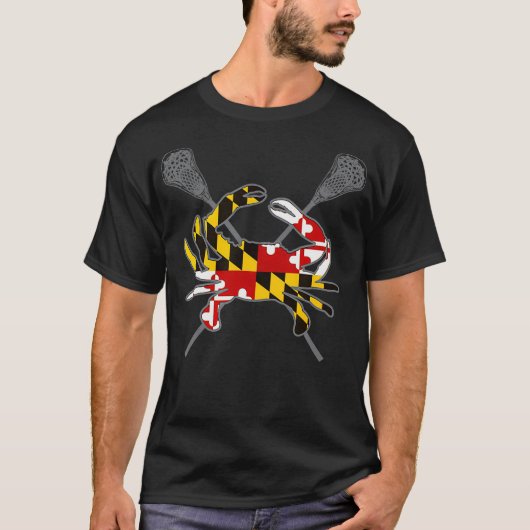 Maryland Crab Lacrosse Crossed Stick MD Flag Match T-shirt (Voorkant)