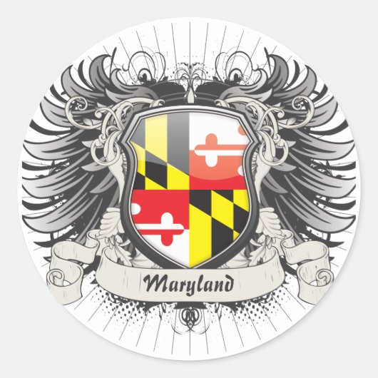 Maryland Crest Ronde Sticker (Voorkant)