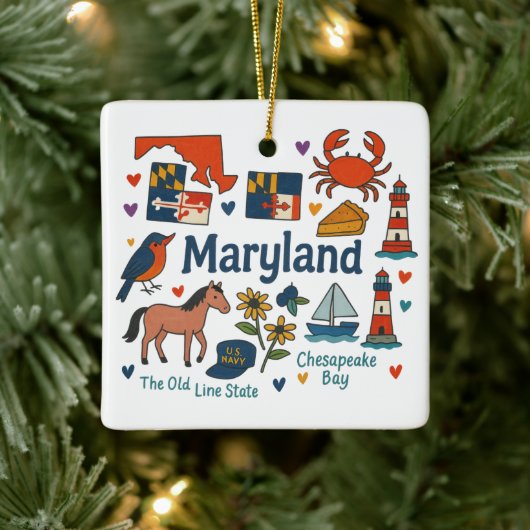 Maryland Custom Family Trip Keepsake Kerstmis Keramisch Ornament (Boom)