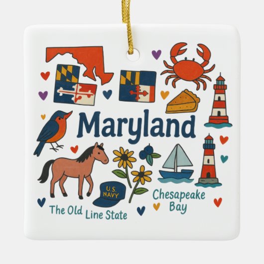 Maryland Custom Family Trip Keepsake Kerstmis Keramisch Ornament (Voorkant)