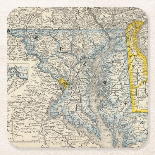 Maryland, DC en Delaware Kartonnen Onderzetters (Voorkant)
