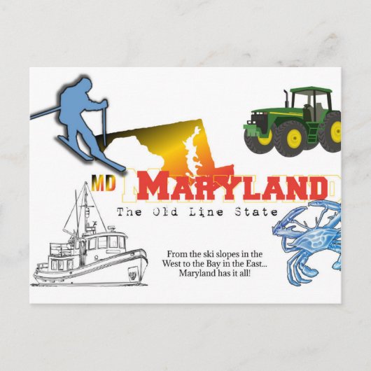 Maryland - De oude lijnstaat Briefkaart (Voorkant)