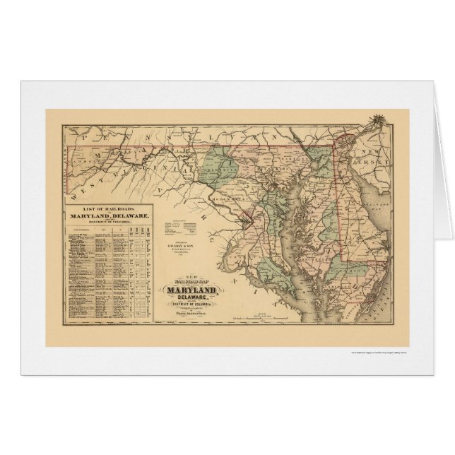 Maryland & Delaware Railroad Map 1876 (Voorkant Horizontaal)