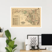 Maryland & Delaware Railroad Map 1876 Poster (Thuiskantoor)