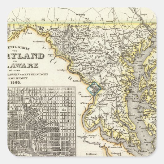 Maryland, Delaware Vierkante Sticker (Voorkant)