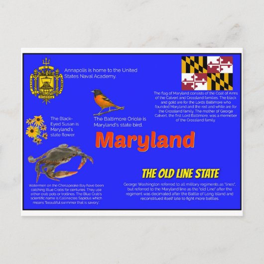 Maryland Facts Briefkaart (Voorkant)