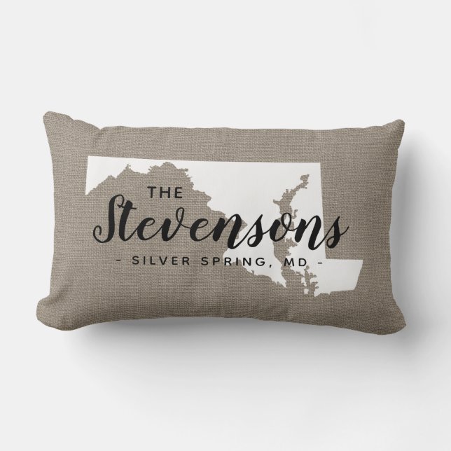 Maryland Family Monogram State Sierkussen Kussen (Voorkant)