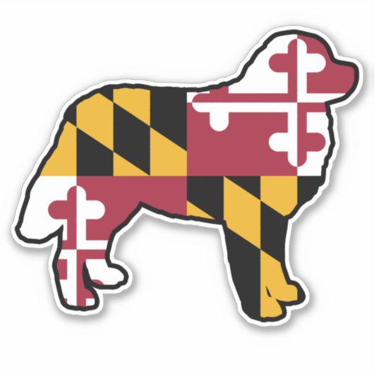 Maryland Flag Bernese Mountain Dog Silhouette Sticker (Voorkant)