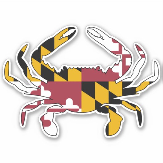 Maryland Flag Blue Crab Sticker (Voorkant)