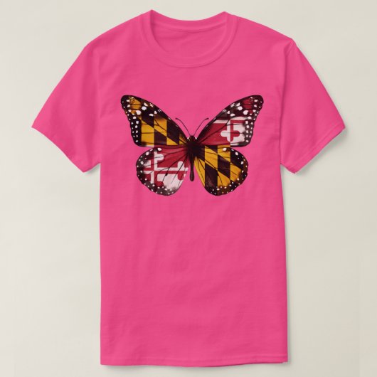 Maryland Flag Butterfly Gift voor Marylander van M T-shirt (Design voorkant)