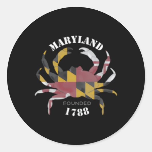 Maryland Flag Crab opgericht in 1788 Ronde Sticker (Voorkant)