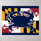 Maryland Flag/Crab poster - marineblauw (Voorkant)