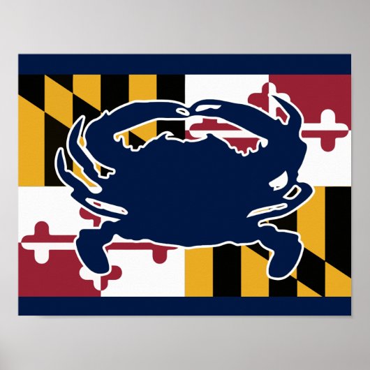 Maryland Flag/Crab poster - marineblauw (Voorkant)
